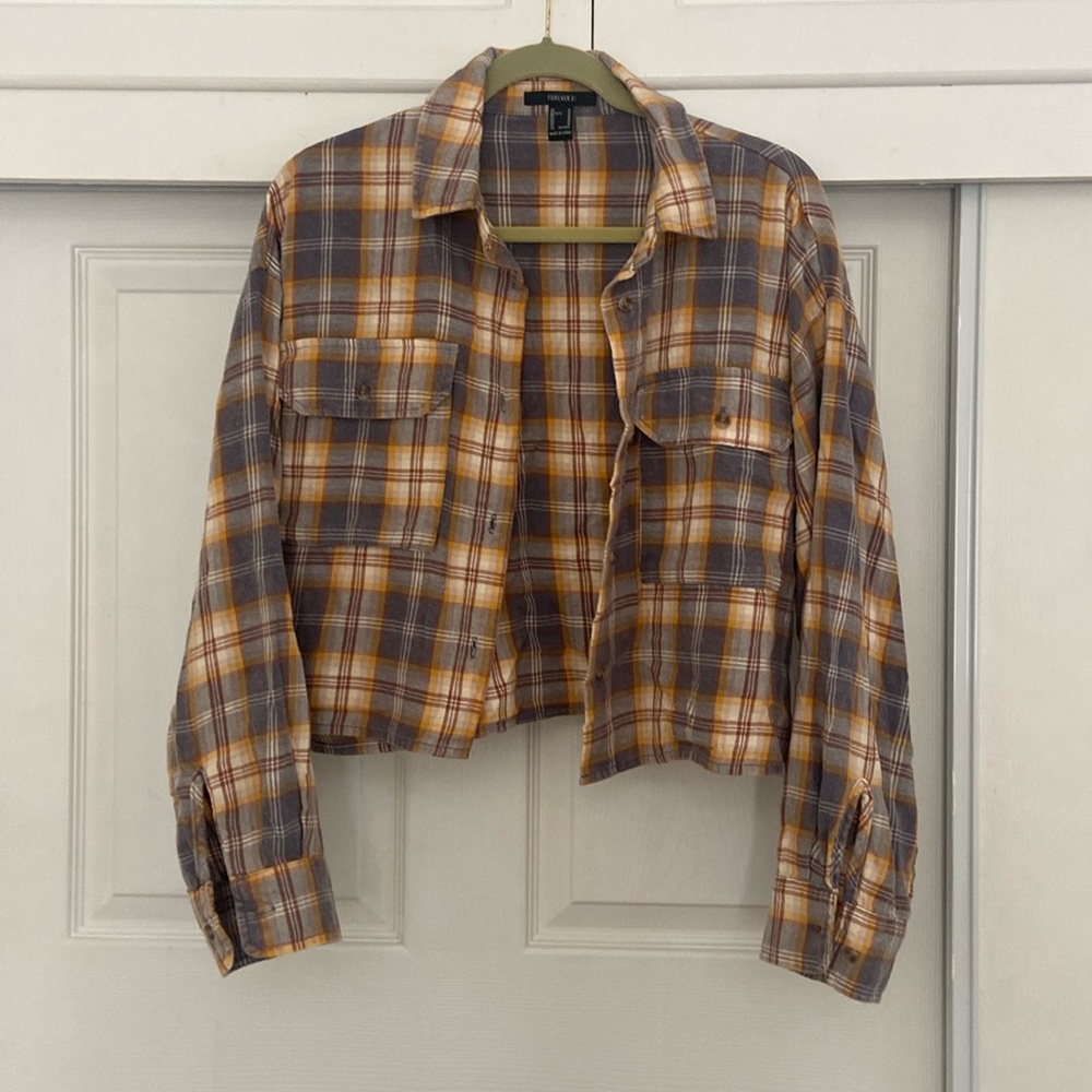 Cropped flannel shirt